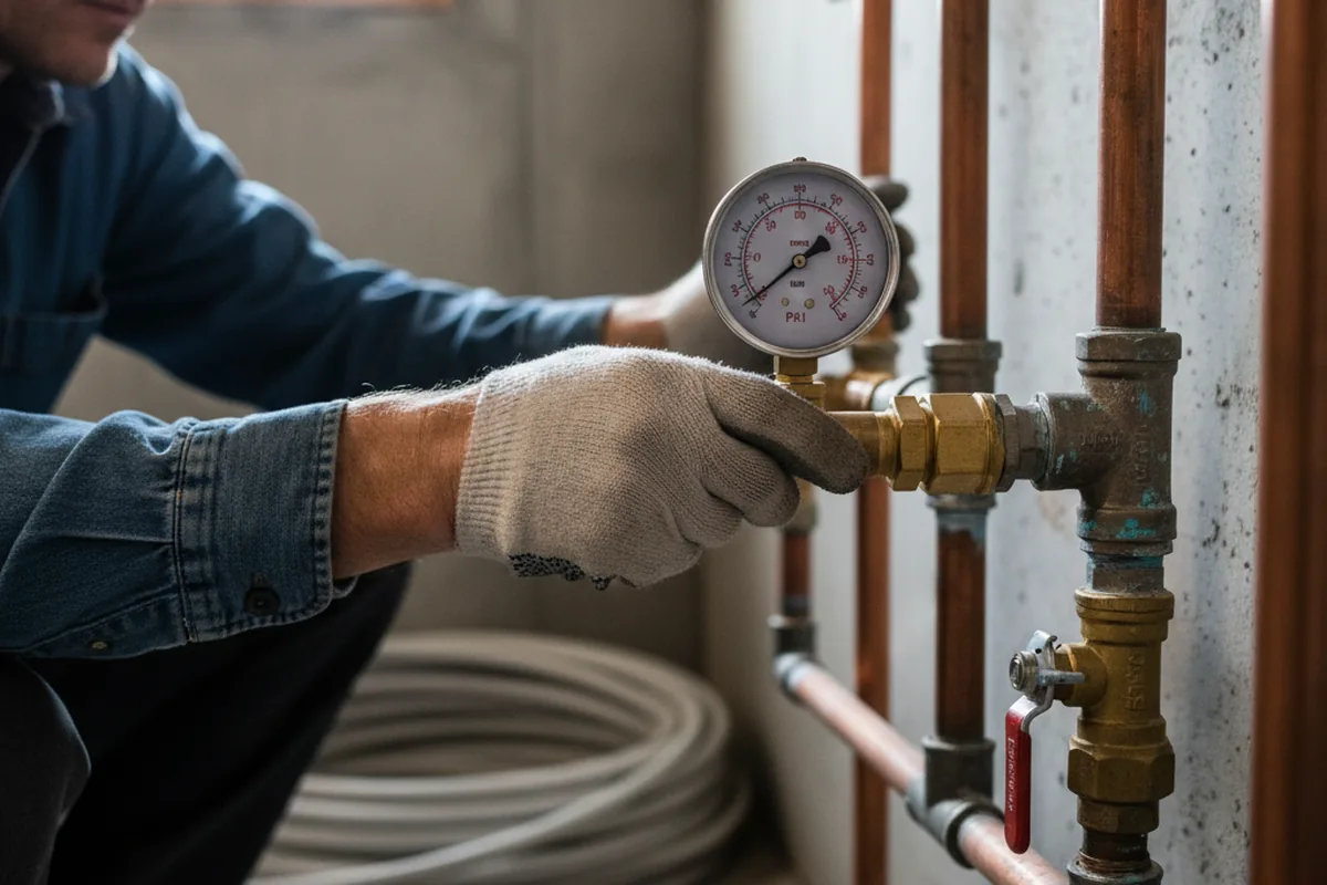 Pressure testing a repaired line during Water Line Repair in Hesperia